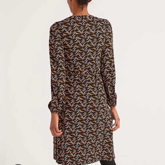 Boden Elodie Wrap Dress Long Sleeve Jersey Black Pink Gold Floret Print Size 10L - Picture 3 of 13